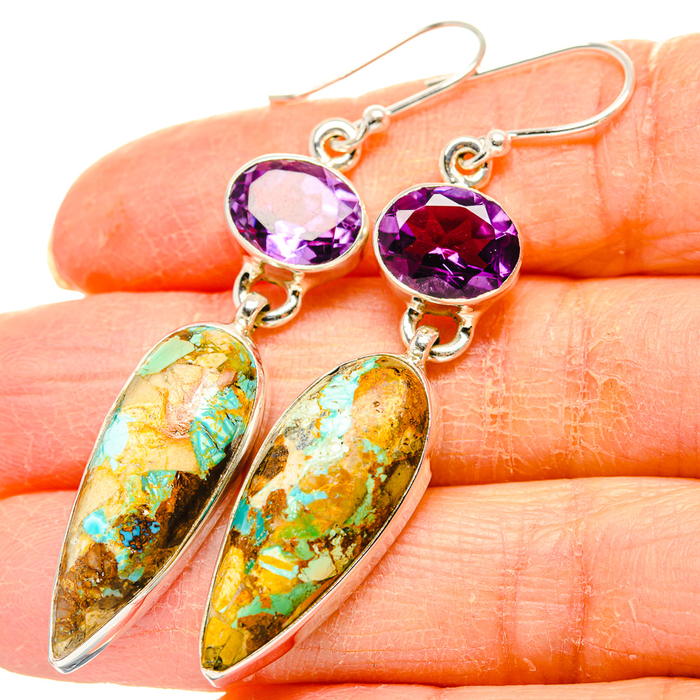 Kingman Mohave Turquoise Earrings handcrafted by Ana Silver Co - EARR430867