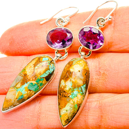 Kingman Mohave Turquoise Earrings handcrafted by Ana Silver Co - EARR430872