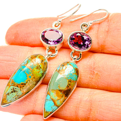Kingman Mohave Turquoise Earrings handcrafted by Ana Silver Co - EARR430874