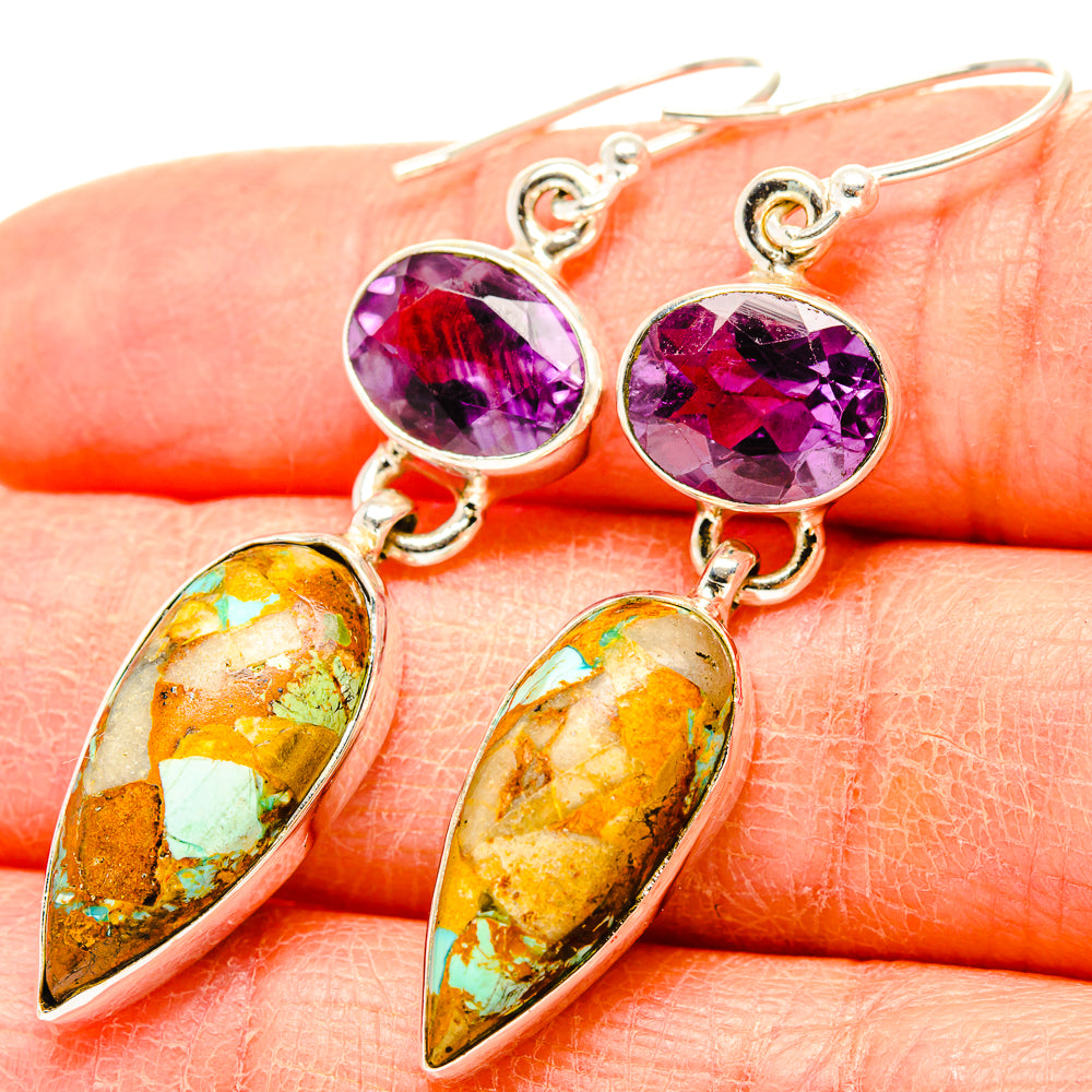 Kingman Mohave Turquoise Earrings handcrafted by Ana Silver Co - EARR430884
