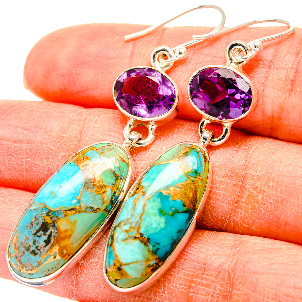 Kingman Mohave Turquoise Earrings handcrafted by Ana Silver Co - EARR430889