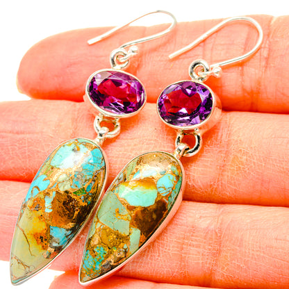 Kingman Mohave Turquoise Earrings handcrafted by Ana Silver Co - EARR430893