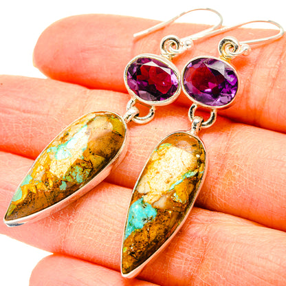 Kingman Mohave Turquoise Earrings handcrafted by Ana Silver Co - EARR430898