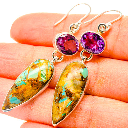 Kingman Mohave Turquoise Earrings handcrafted by Ana Silver Co - EARR430900