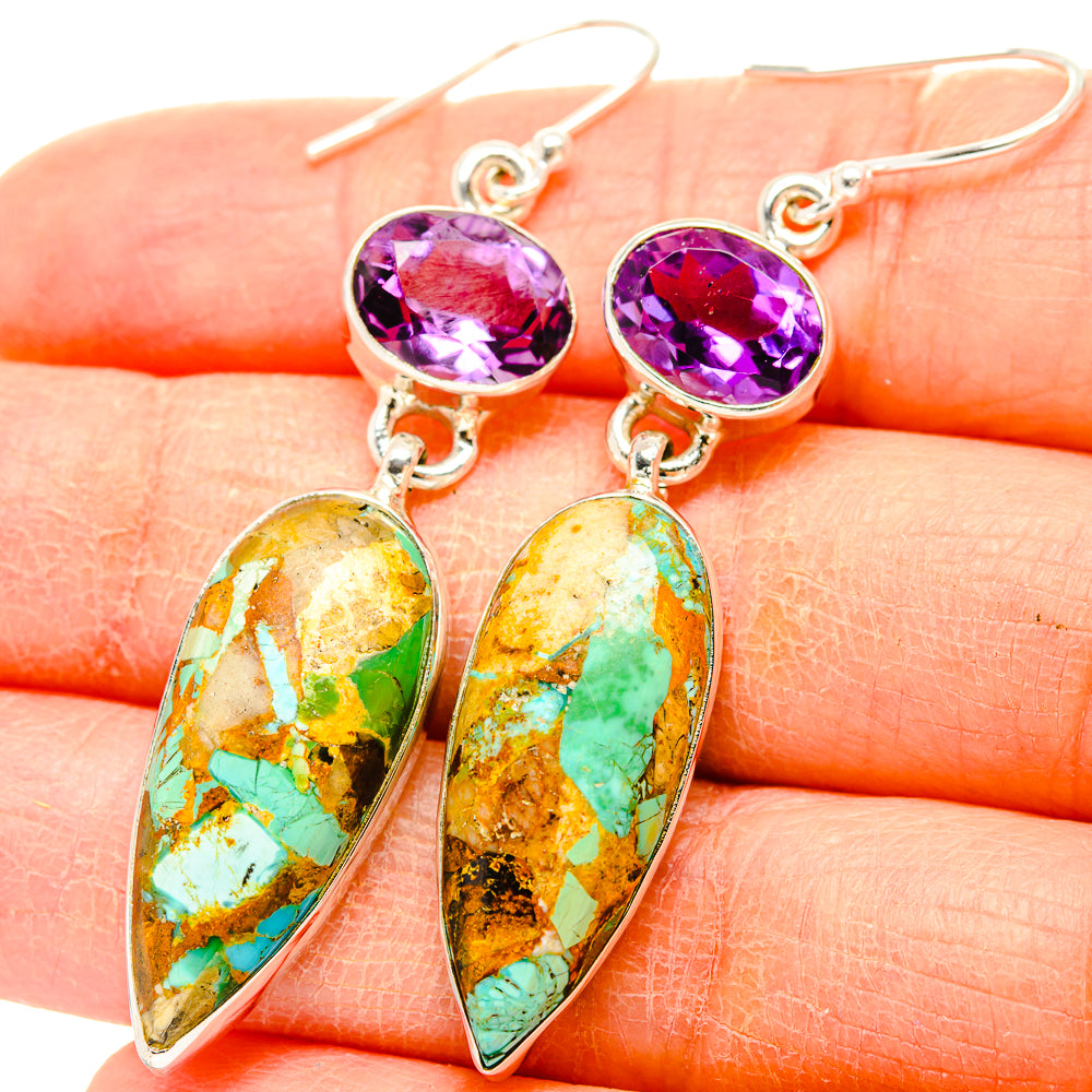 Kingman Mohave Turquoise Earrings handcrafted by Ana Silver Co - EARR430904