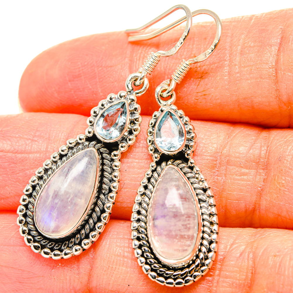 Rainbow Moonstone Earrings handcrafted by Ana Silver Co - EARR430926