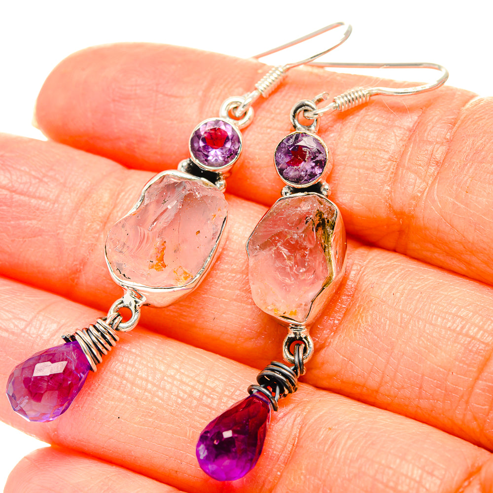 Rose Quartz Earrings handcrafted by Ana Silver Co - EARR430930