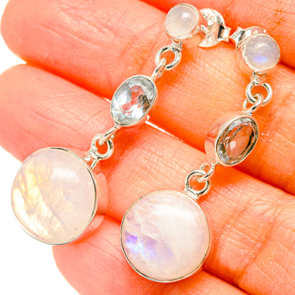 Rainbow Moonstone Earrings handcrafted by Ana Silver Co - EARR430935