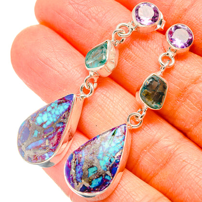 Purple Copper Composite Turquoise Earrings handcrafted by Ana Silver Co - EARR430937