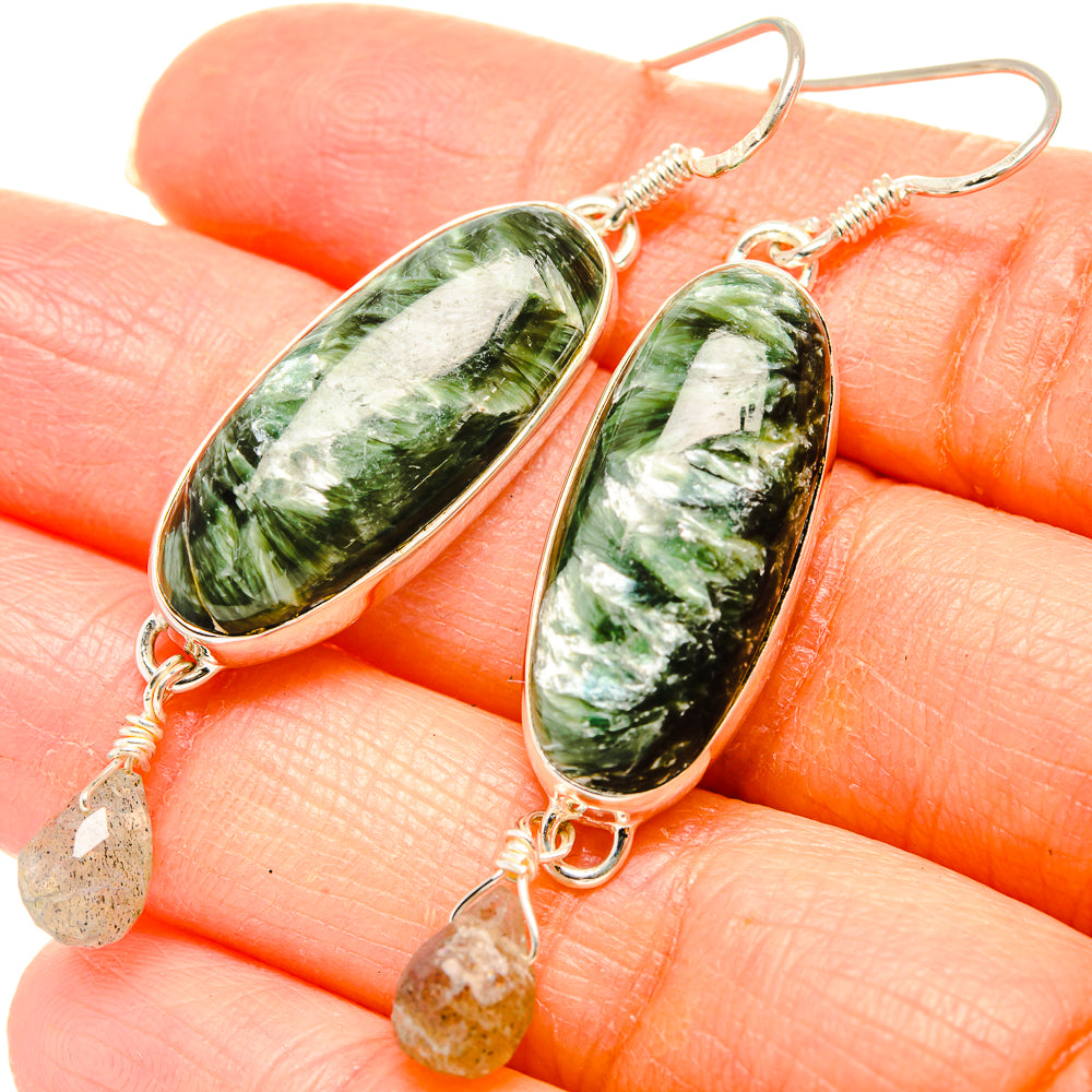 Seraphinite Earrings handcrafted by Ana Silver Co - EARR430945