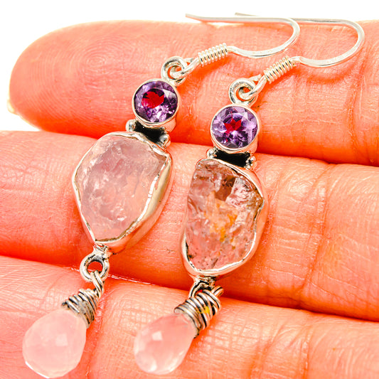 Rose Quartz Earrings handcrafted by Ana Silver Co - EARR430956