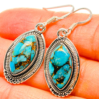 Kingman Mohave Turquoise Earrings handcrafted by Ana Silver Co - EARR430969