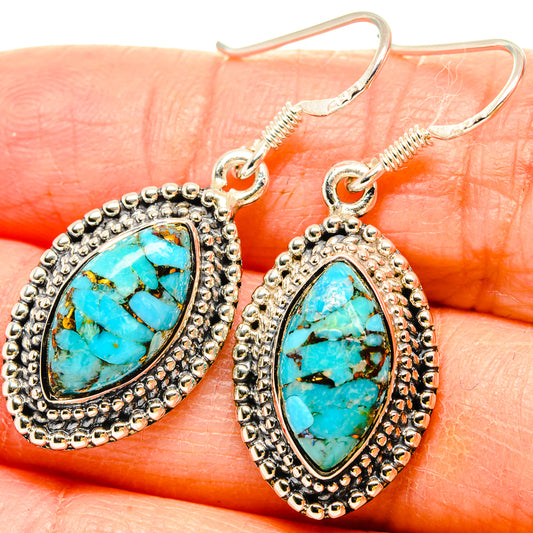 Blue Copper Composite Turquoise Earrings handcrafted by Ana Silver Co - EARR430974