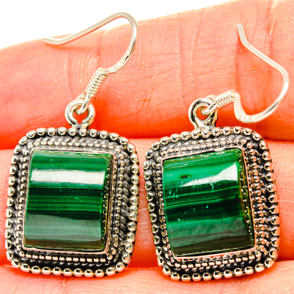 Malachite Earrings handcrafted by Ana Silver Co - EARR430980