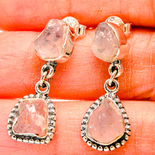 Rose Quartz Earrings handcrafted by Ana Silver Co - EARR430991