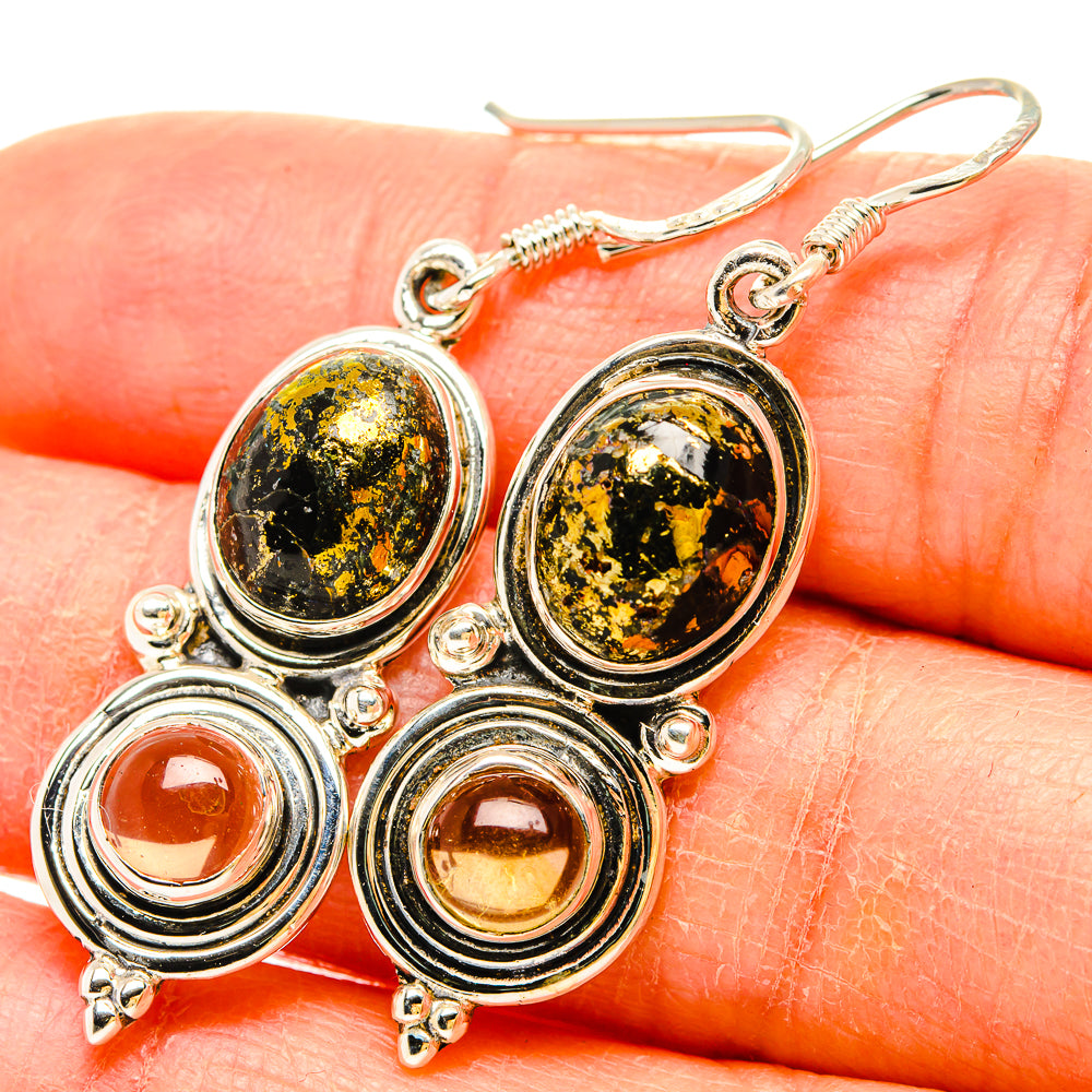 Pyrite In Magnetite Earrings handcrafted by Ana Silver Co - EARR430992