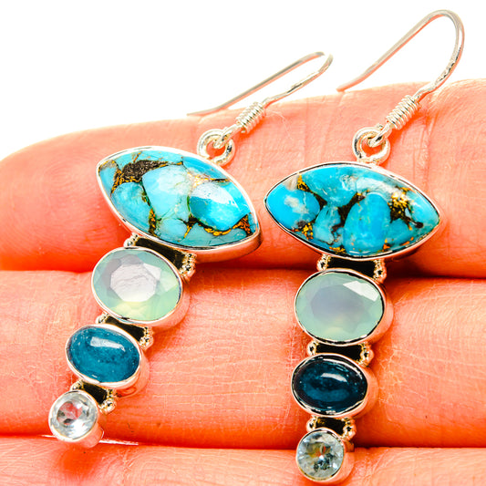 Blue Copper Composite Turquoise Earrings handcrafted by Ana Silver Co - EARR431011