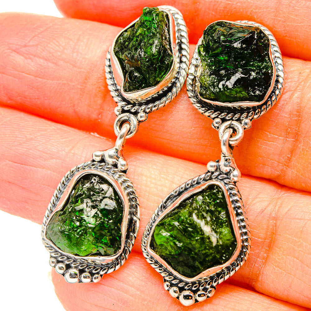 Chrome Diopside Earrings handcrafted by Ana Silver Co - EARR431022