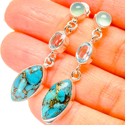 Blue Copper Composite Turquoise Earrings handcrafted by Ana Silver Co - EARR431023