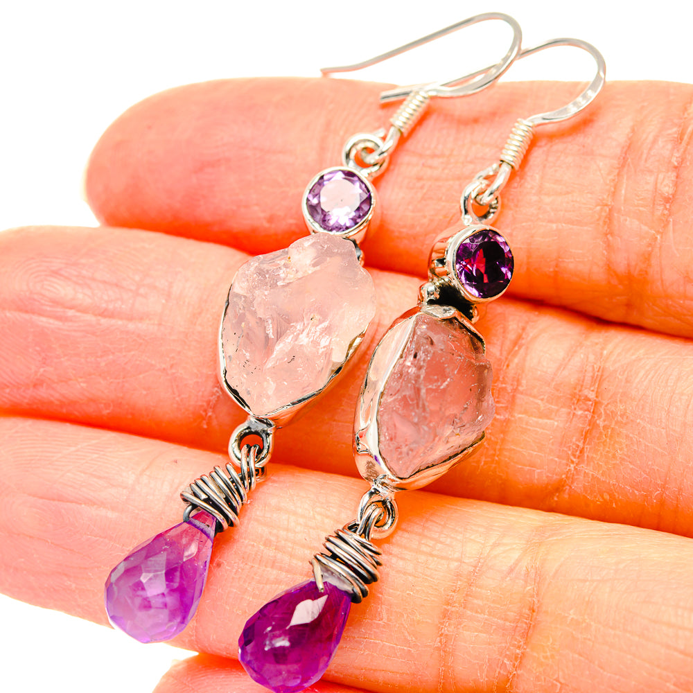 Rose Quartz Earrings handcrafted by Ana Silver Co - EARR431035