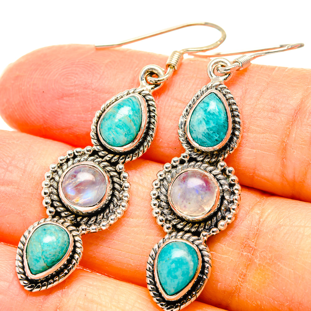 Rainbow Moonstone Earrings handcrafted by Ana Silver Co - EARR431038