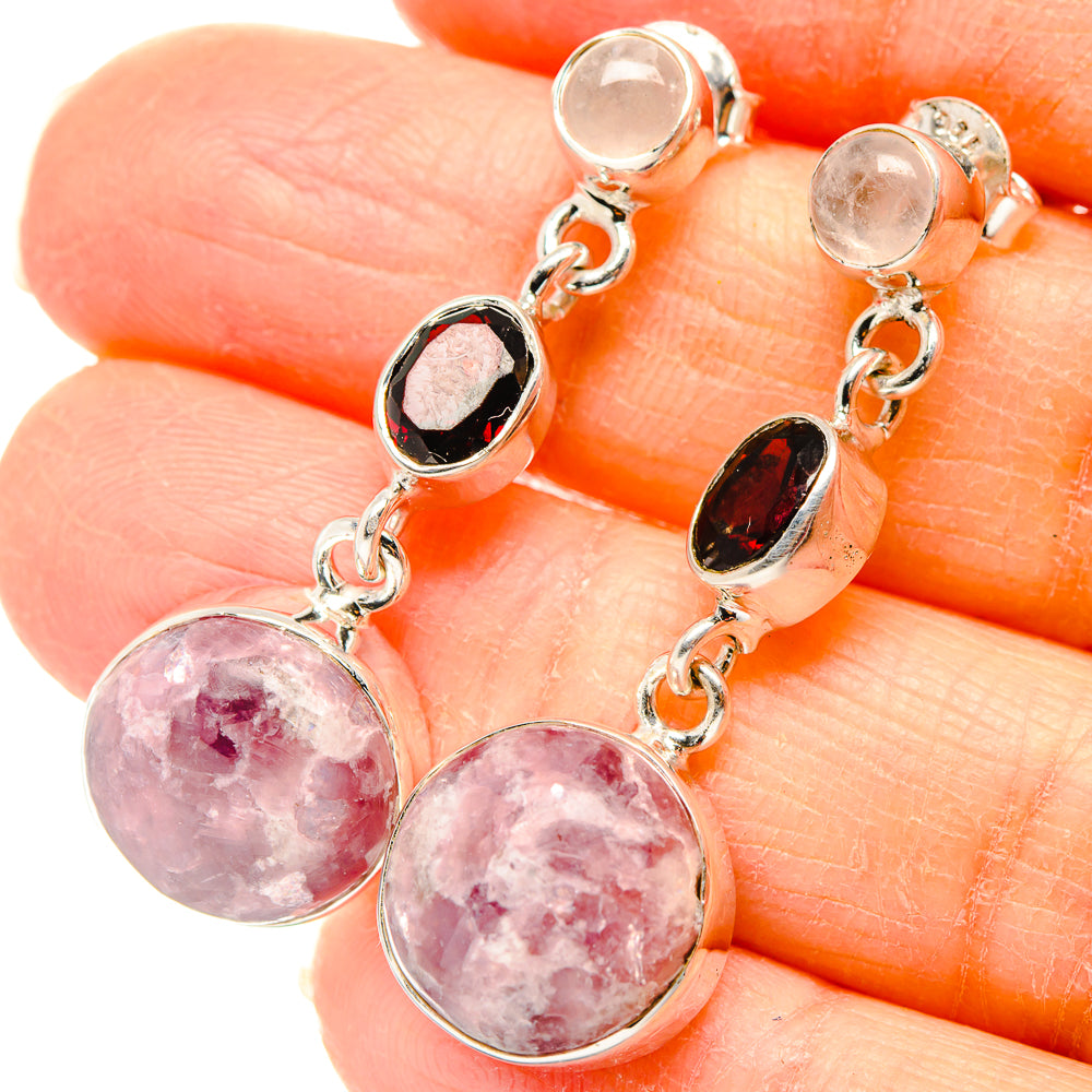 Lepidolite Earrings handcrafted by Ana Silver Co - EARR431041