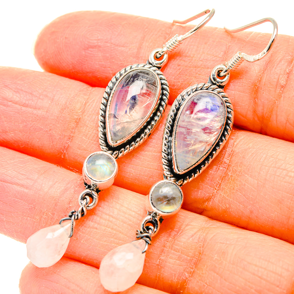Rainbow Moonstone Earrings handcrafted by Ana Silver Co - EARR431043