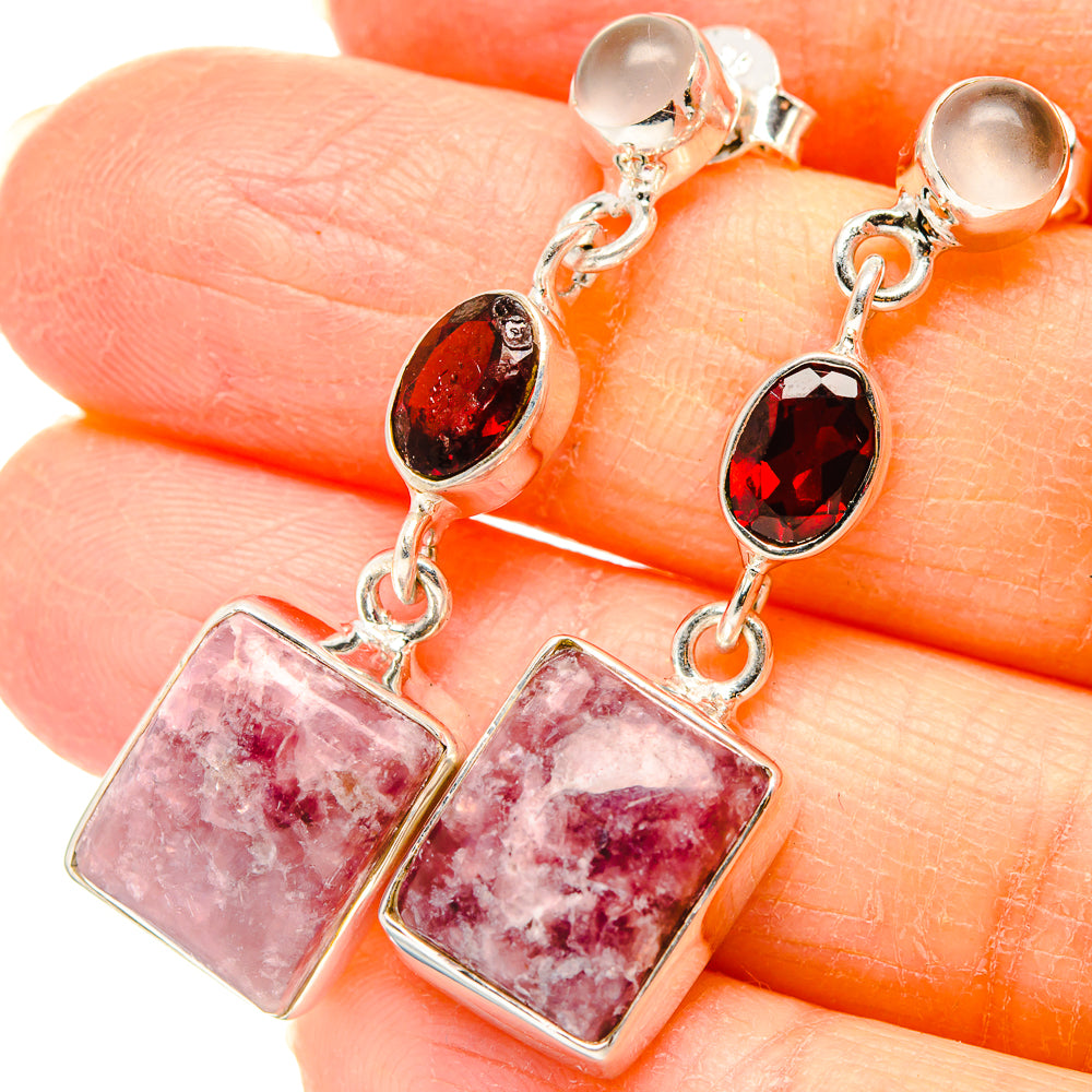 Lepidolite Earrings handcrafted by Ana Silver Co - EARR431048
