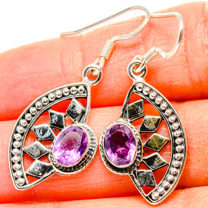Amethyst drop earrings in 925 sterling silver with purple faceted teardrop stones