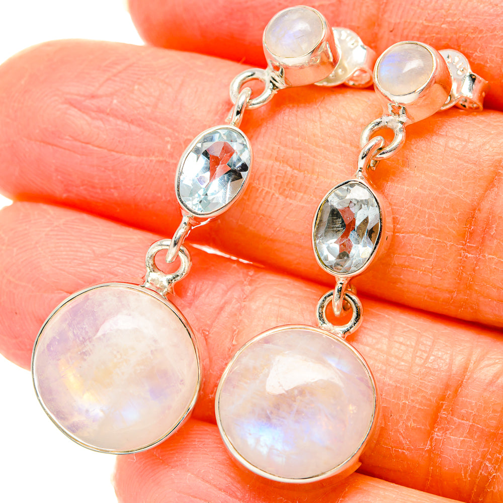 Rainbow Moonstone Earrings handcrafted by Ana Silver Co - EARR431054