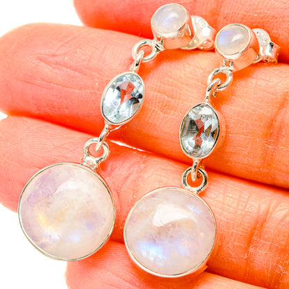 Rainbow Moonstone Earrings handcrafted by Ana Silver Co - EARR431054