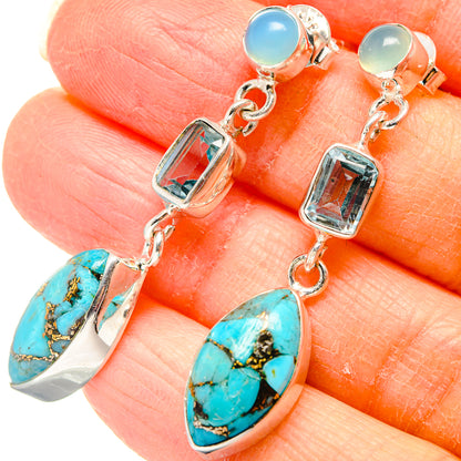 Blue Copper Composite Turquoise Earrings handcrafted by Ana Silver Co - EARR431058