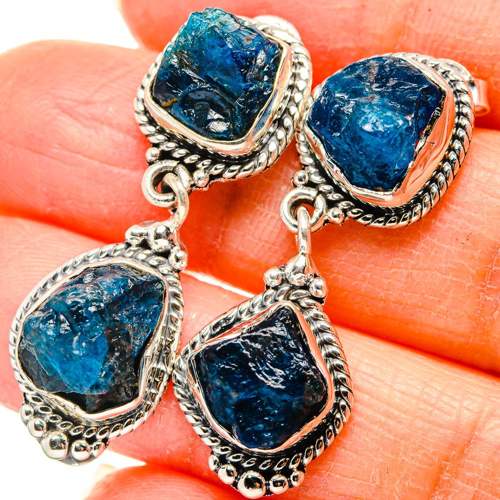 Blue Fluorite Earrings handcrafted by Ana Silver Co - EARR431066