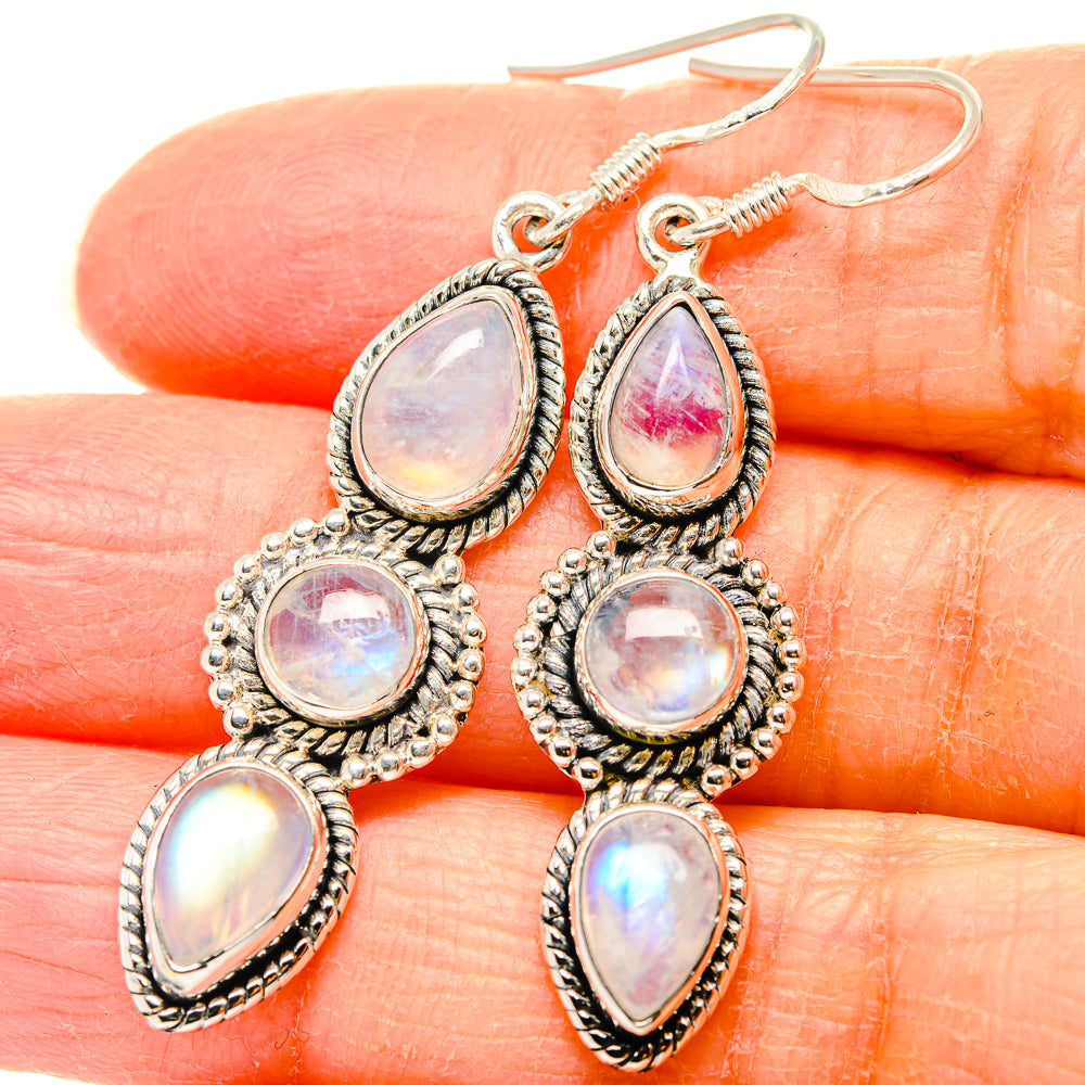 Rainbow Moonstone Earrings handcrafted by Ana Silver Co - EARR431068