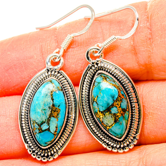Blue Copper Composite Turquoise Earrings handcrafted by Ana Silver Co - EARR431085
