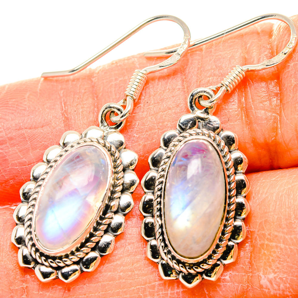 Rainbow Moonstone Earrings handcrafted by Ana Silver Co - EARR431094
