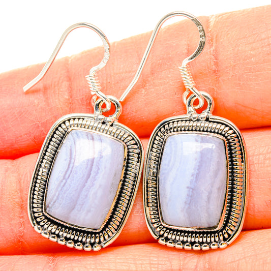 Blue Lace Agate Earrings handcrafted by Ana Silver Co - EARR431100