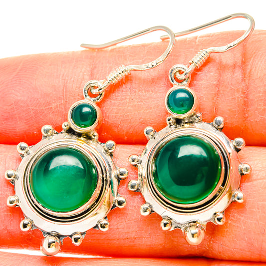 Green Onyx Earrings handcrafted by Ana Silver Co - EARR431111