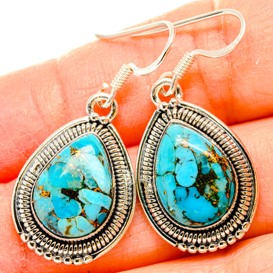 Blue Copper Composite Turquoise Earrings handcrafted by Ana Silver Co - EARR431117