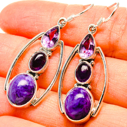 Charoite Earrings handcrafted by Ana Silver Co - EARR431123