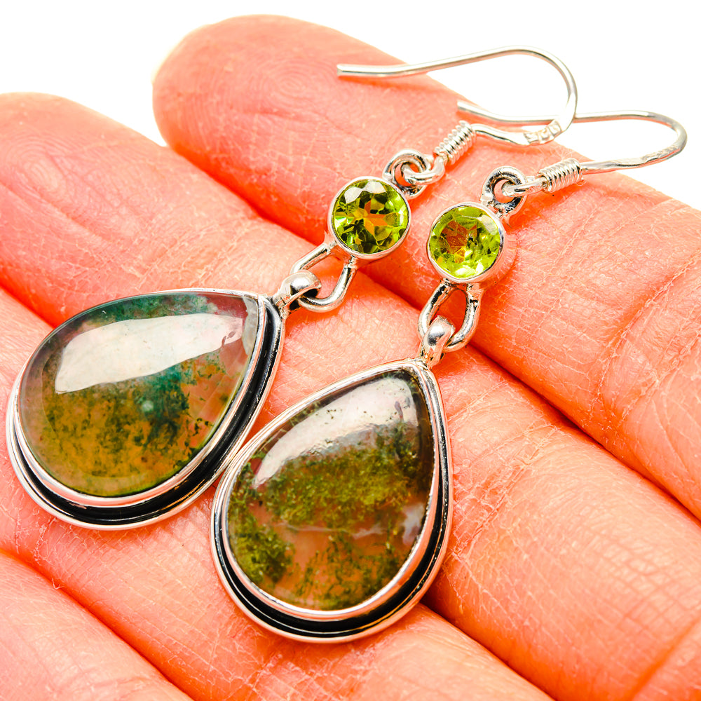 Green Moss Agate Earrings handcrafted by Ana Silver Co - EARR431140
