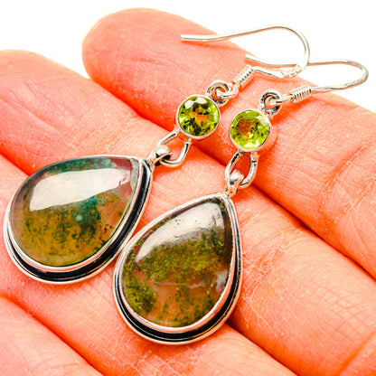 Green Moss Agate Earrings handcrafted by Ana Silver Co - EARR431140