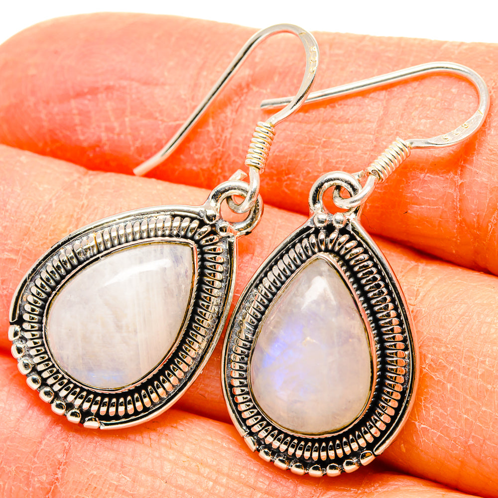 Rainbow Moonstone Earrings handcrafted by Ana Silver Co - EARR431141