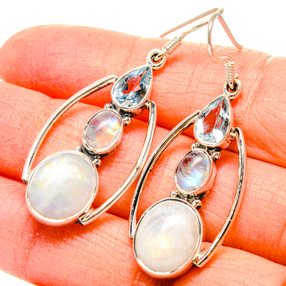 Rainbow Moonstone Earrings handcrafted by Ana Silver Co - EARR431145