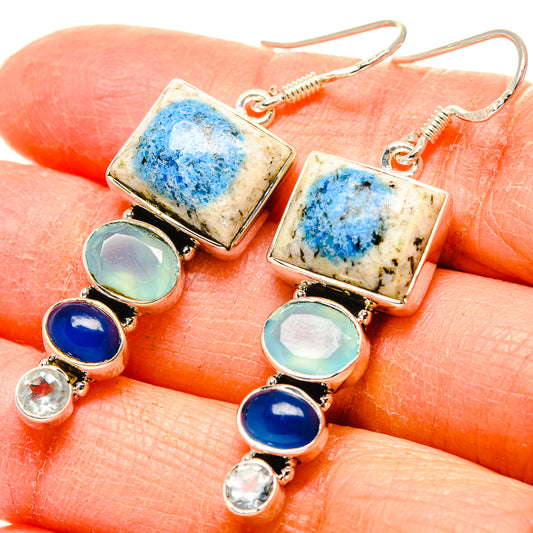 K2 Blue Azurite Earrings handcrafted by Ana Silver Co - EARR431146