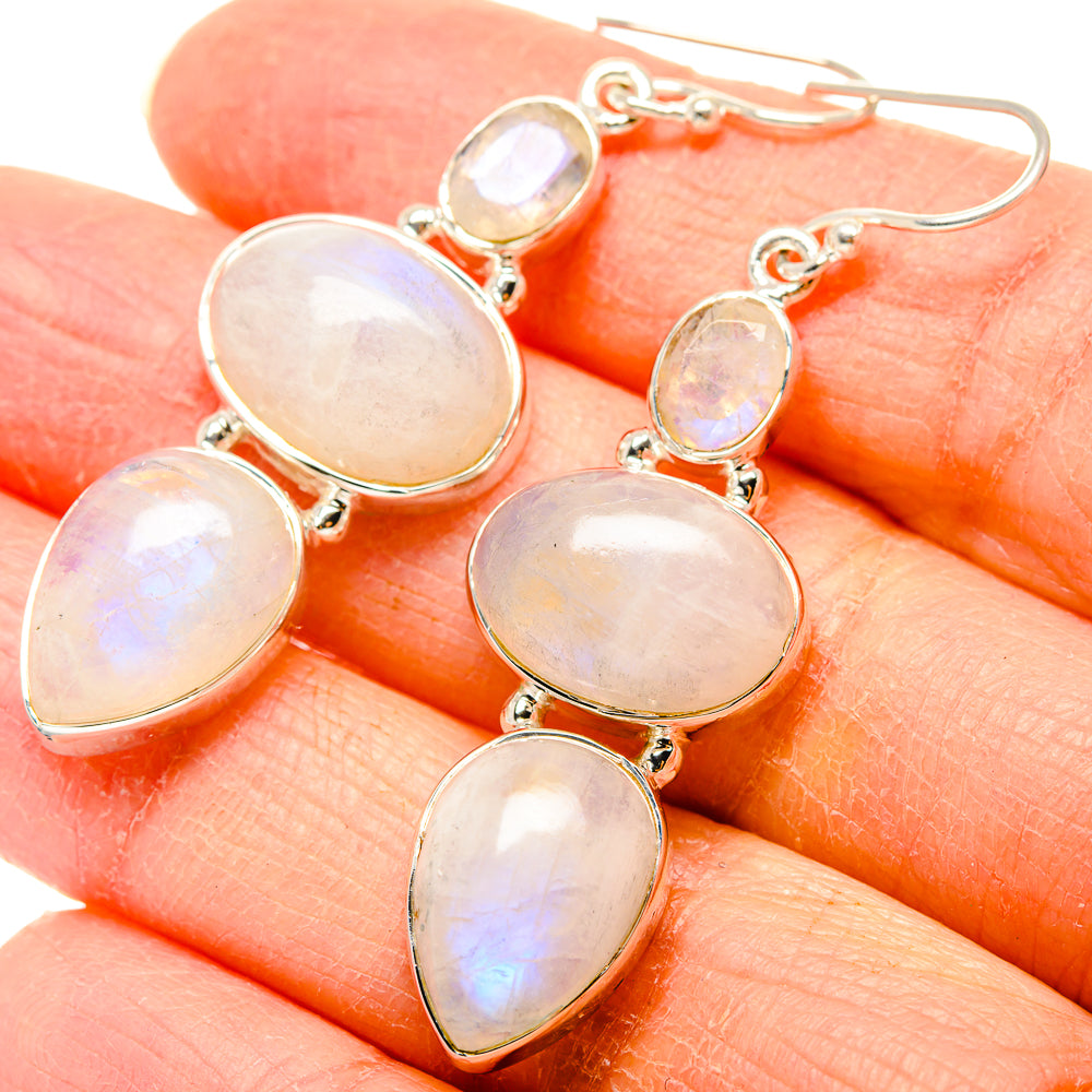 Rainbow Moonstone Earrings handcrafted by Ana Silver Co - EARR431158