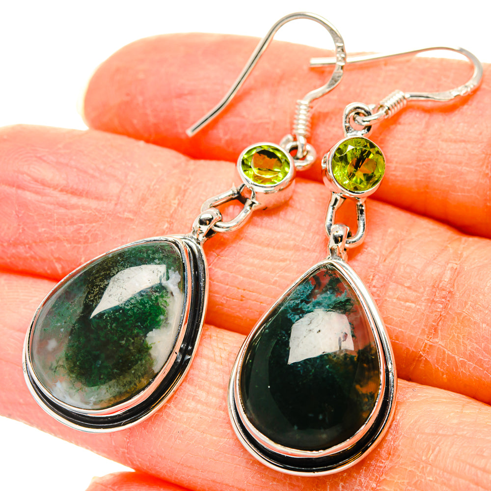Green Moss Agate Earrings handcrafted by Ana Silver Co - EARR431165