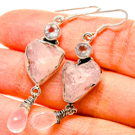 Rose Quartz Earrings handcrafted by Ana Silver Co - EARR431167