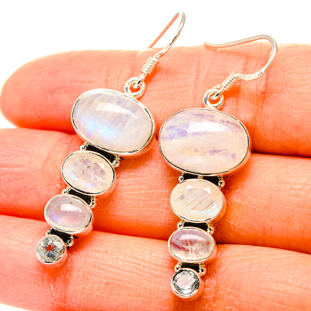 Rainbow Moonstone Earrings handcrafted by Ana Silver Co - EARR431185