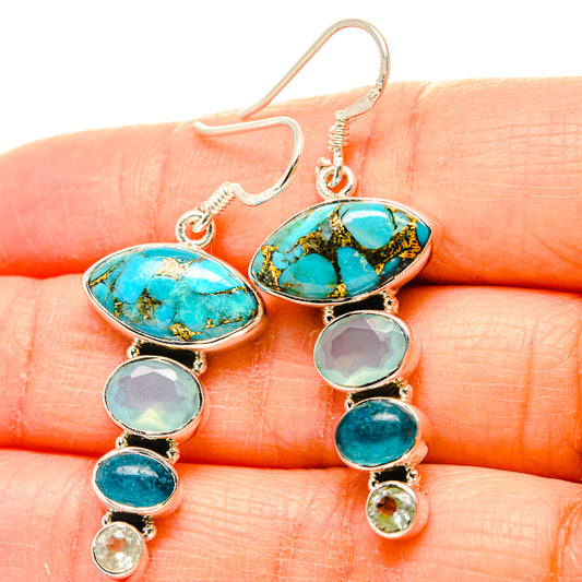 Blue Copper Composite Turquoise Earrings handcrafted by Ana Silver Co - EARR431187